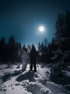 Snowshoing in the moonlight